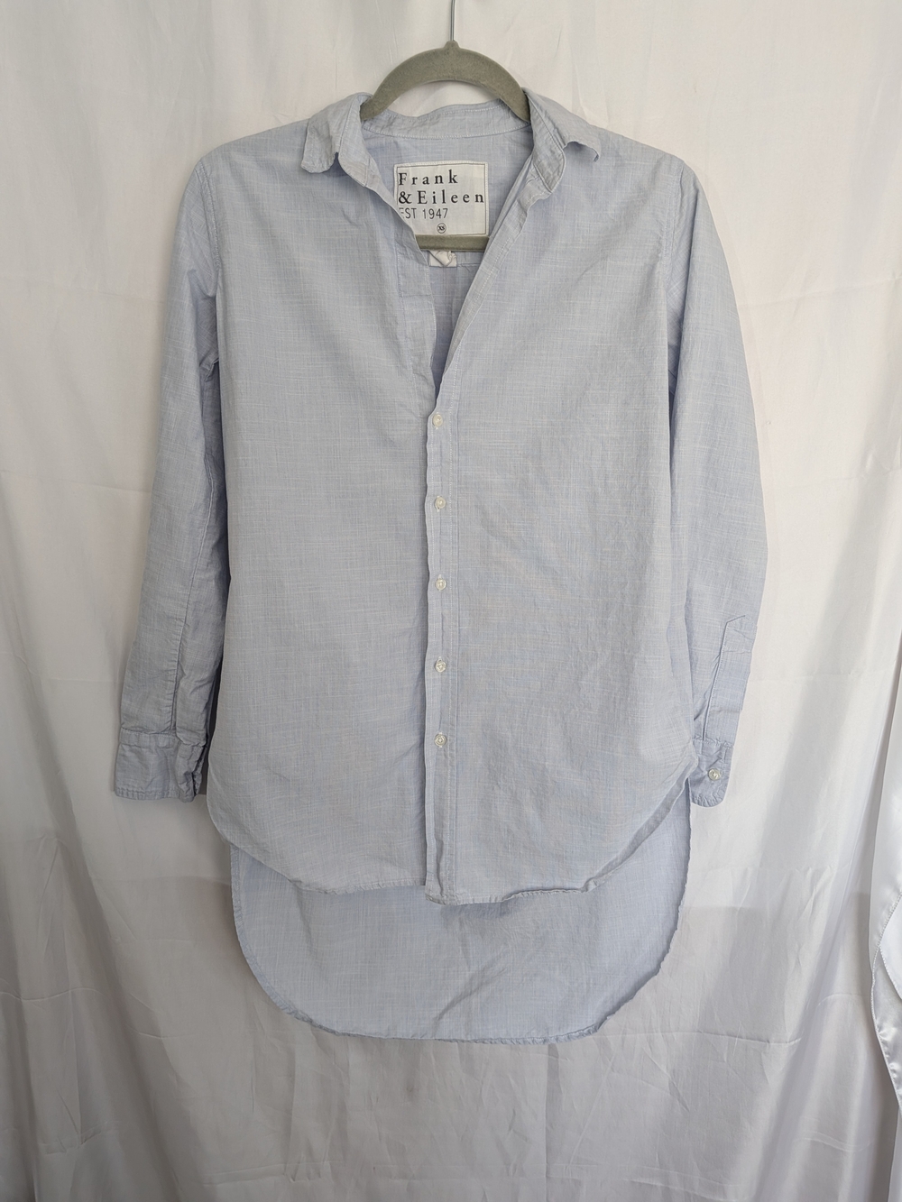Frank & Eileen Mary Woven Italian Cotton Tunic Dress Light Blue XS